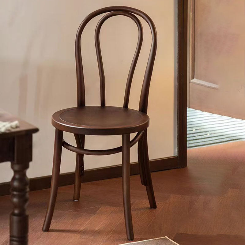 Contemporary Scandinavian Round Rubberwood Solid Wood Multi-layer Solid Wood Panel Indonesian Rattan Backrest Dining Chair For Dining Room