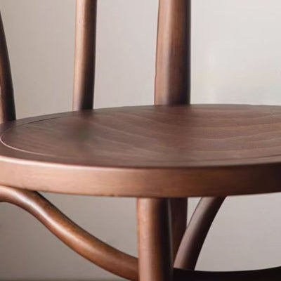 Contemporary Scandinavian Round Rubberwood Solid Wood Multi-layer Solid Wood Panel Indonesian Rattan Backrest Dining Chair For Dining Room