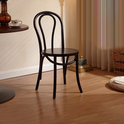 Contemporary Scandinavian Round Rubberwood Solid Wood Multi-layer Solid Wood Panel Indonesian Rattan Backrest Dining Chair For Dining Room