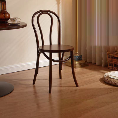 Contemporary Scandinavian Round Rubberwood Solid Wood Multi-layer Solid Wood Panel Indonesian Rattan Backrest Dining Chair For Dining Room