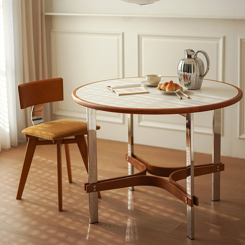 Modern Mid-Century Square Rubberwood Solid Wood Corduroy Backrest Dining Chair For Dining Room