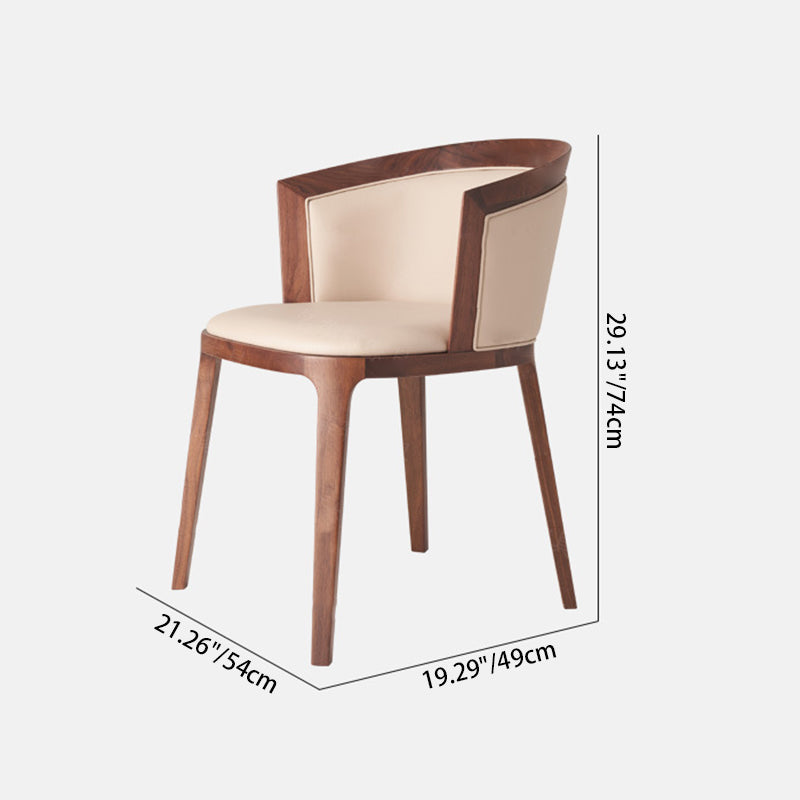 Chaise de salle à manger traditionnelle vintage ronde en chêne massif avec dossier en cuir PU pour salle à manger 