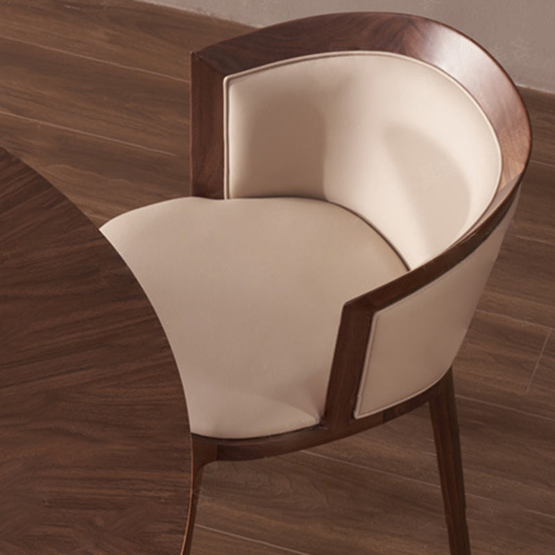Chaise de salle à manger traditionnelle vintage ronde en chêne massif avec dossier en cuir PU pour salle à manger 