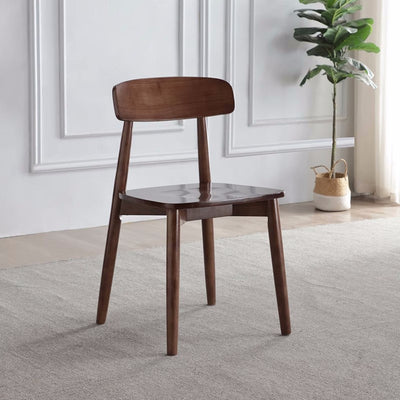 Contemporary Scandinavian Square Rubberwood Solid Wood Backrest Dining Chair For Dining Room