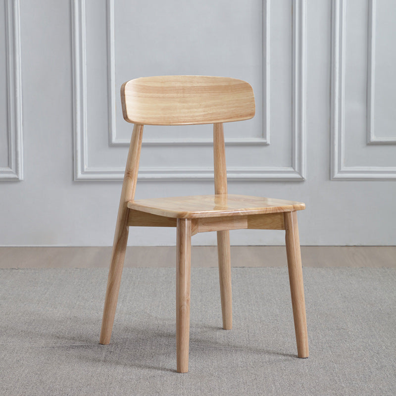 Contemporary Scandinavian Square Rubberwood Solid Wood Backrest Dining Chair For Dining Room