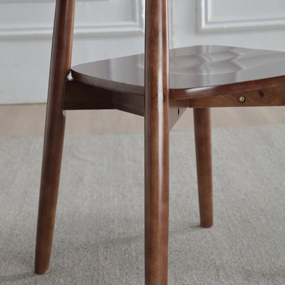Contemporary Scandinavian Square Rubberwood Solid Wood Backrest Dining Chair For Dining Room