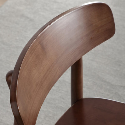 Contemporary Scandinavian Square Rubberwood Solid Wood Backrest Dining Chair For Dining Room