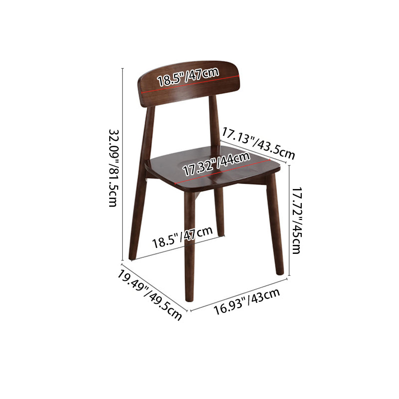 Contemporary Scandinavian Square Rubberwood Solid Wood Backrest Dining Chair For Dining Room