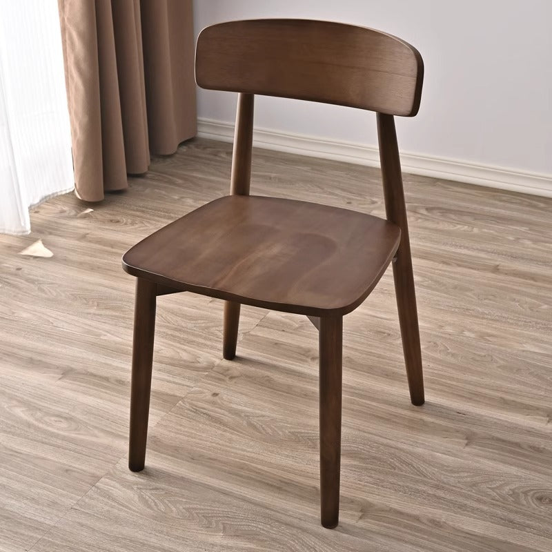 Contemporary Scandinavian Square Rubberwood Solid Wood Backrest Dining Chair For Dining Room