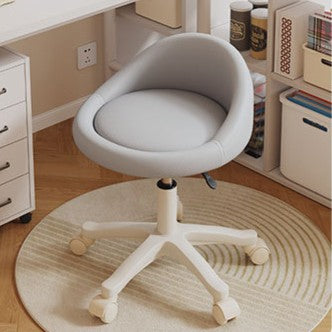 Contemporary Scandinavian Round Microfiber Leather PP Movable Height-Adjustable Vanity Stool For Bedroom