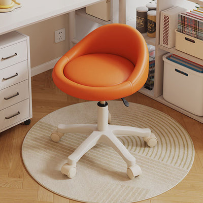 Contemporary Scandinavian Round Microfiber Leather PP Movable Height-Adjustable Vanity Stool For Bedroom