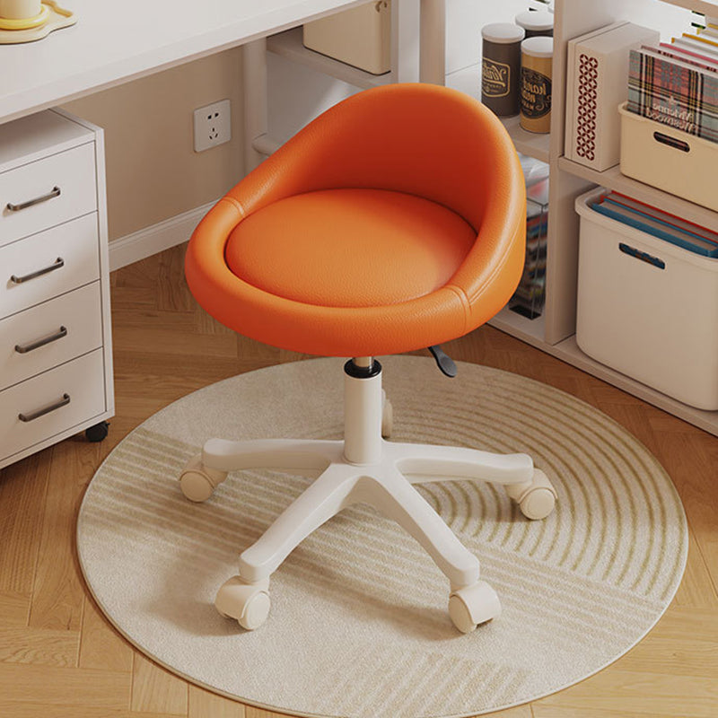 Contemporary Scandinavian Round Microfiber Leather PP Movable Height-Adjustable Vanity Stool For Bedroom