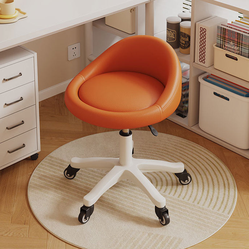 Contemporary Scandinavian Round Microfiber Leather PP Movable Height-Adjustable Vanity Stool For Bedroom