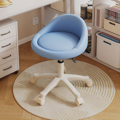 Contemporary Scandinavian Round Microfiber Leather PP Movable Height-Adjustable Vanity Stool For Bedroom
