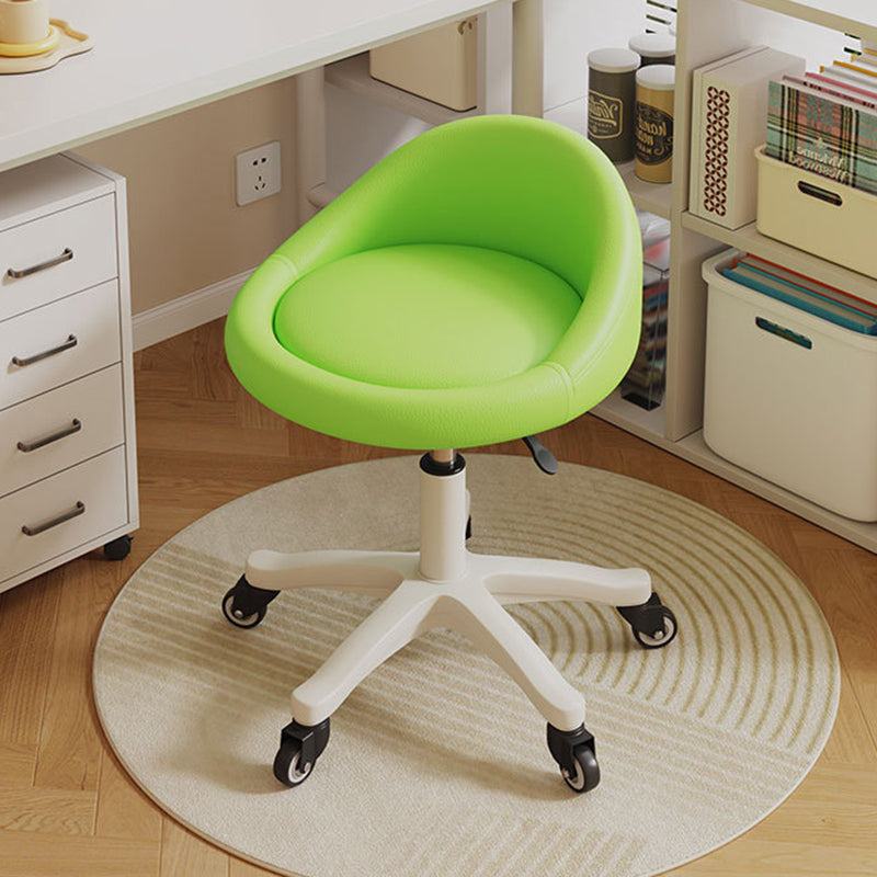 Contemporary Scandinavian Round Microfiber Leather PP Movable Height-Adjustable Vanity Stool For Bedroom
