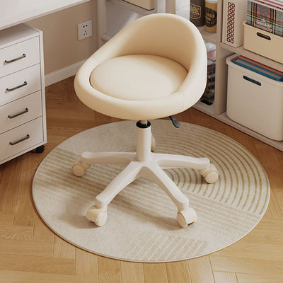 Contemporary Scandinavian Round Microfiber Leather PP Movable Height-Adjustable Vanity Stool For Bedroom