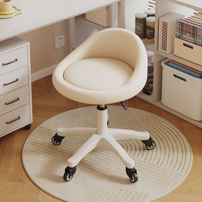Contemporary Scandinavian Round Microfiber Leather PP Movable Height-Adjustable Vanity Stool For Bedroom