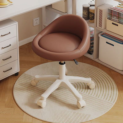 Contemporary Scandinavian Round Microfiber Leather PP Movable Height-Adjustable Vanity Stool For Bedroom