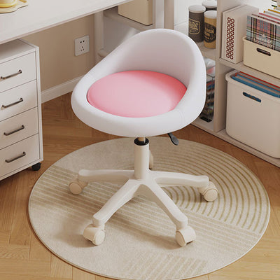 Contemporary Scandinavian Round Microfiber Leather PP Movable Height-Adjustable Vanity Stool For Bedroom