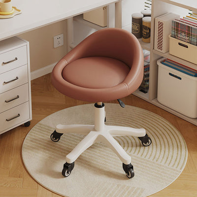Contemporary Scandinavian Round Microfiber Leather PP Movable Height-Adjustable Vanity Stool For Bedroom