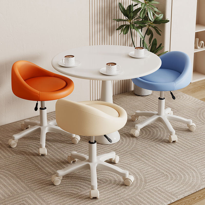 Contemporary Scandinavian Round Microfiber Leather PP Movable Height-Adjustable Vanity Stool For Bedroom