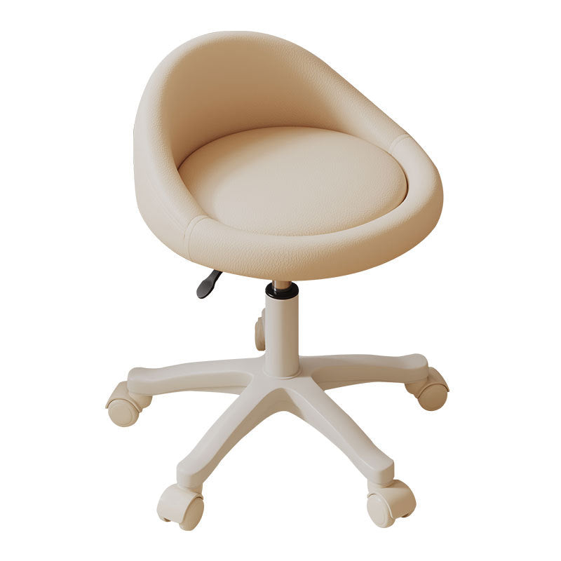 Contemporary Scandinavian Round Microfiber Leather PP Movable Height-Adjustable Vanity Stool For Bedroom