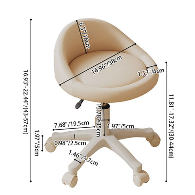 Contemporary Scandinavian Round Microfiber Leather PP Movable Height-Adjustable Vanity Stool For Bedroom