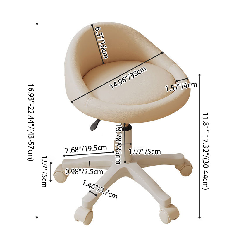 Contemporary Scandinavian Round Microfiber Leather PP Movable Height-Adjustable Vanity Stool For Bedroom