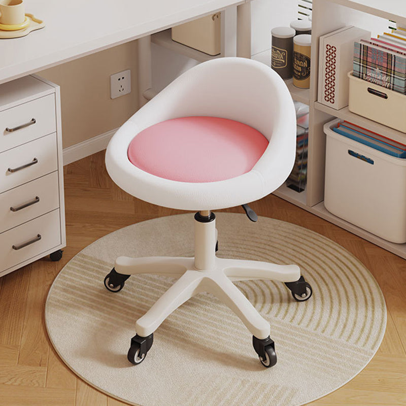 Contemporary Scandinavian Round Microfiber Leather PP Movable Height-Adjustable Vanity Stool For Bedroom