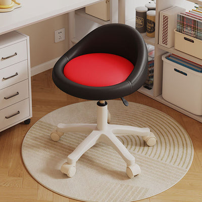Contemporary Scandinavian Round Microfiber Leather PP Movable Height-Adjustable Vanity Stool For Bedroom
