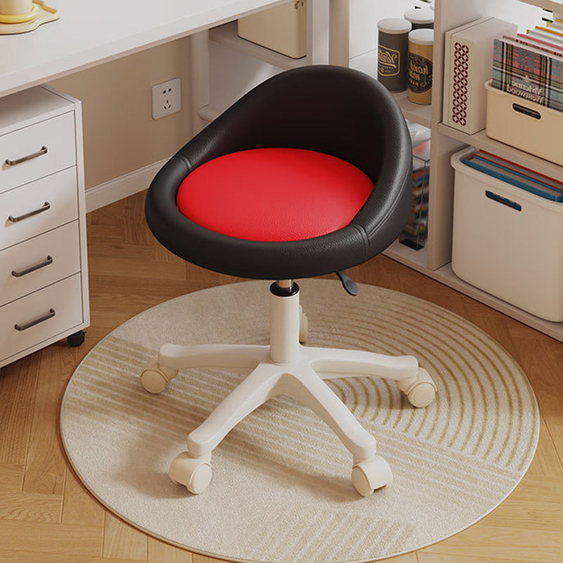 Contemporary Scandinavian Round Microfiber Leather PP Movable Height-Adjustable Vanity Stool For Bedroom