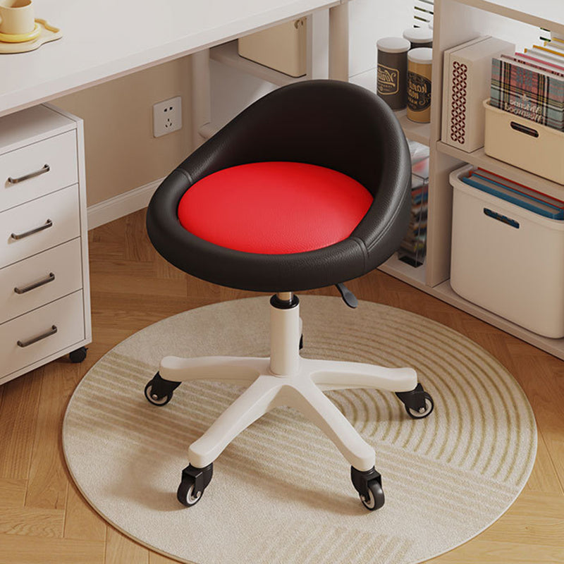 Contemporary Scandinavian Round Microfiber Leather PP Movable Height-Adjustable Vanity Stool For Bedroom