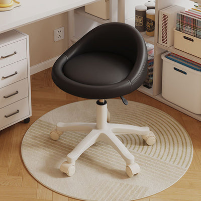 Contemporary Scandinavian Round Microfiber Leather PP Movable Height-Adjustable Vanity Stool For Bedroom