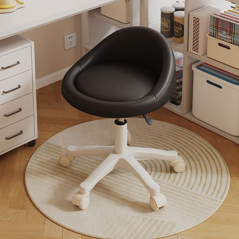 Contemporary Scandinavian Round Microfiber Leather PP Movable Height-Adjustable Vanity Stool For Bedroom