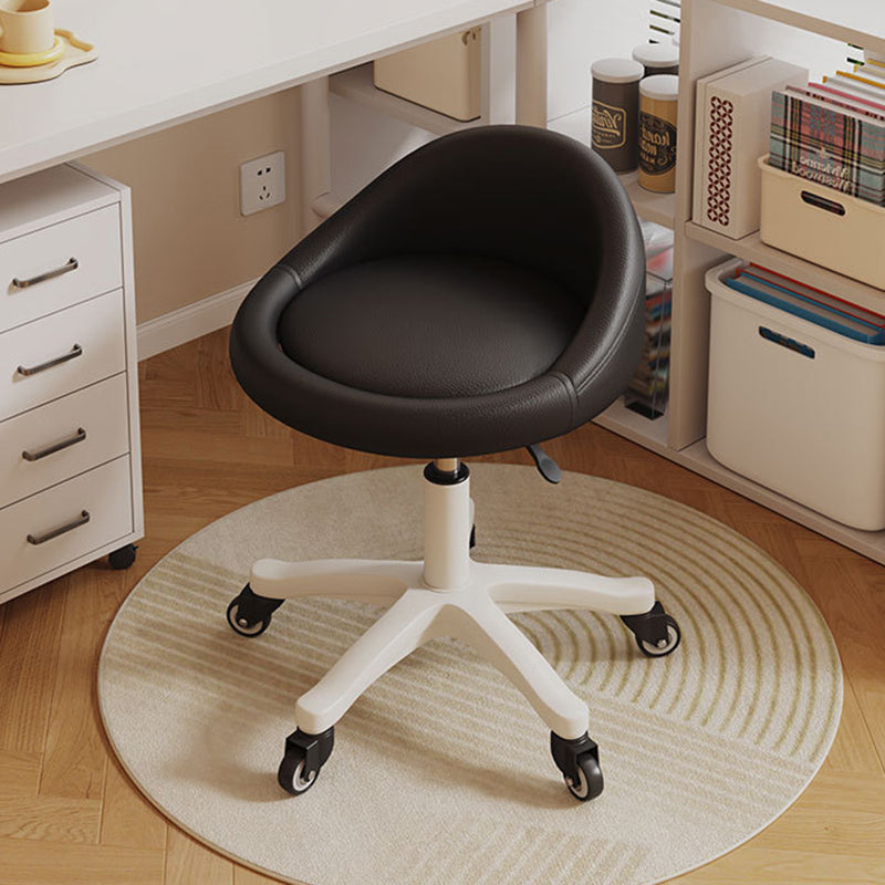 Contemporary Scandinavian Round Microfiber Leather PP Movable Height-Adjustable Vanity Stool For Bedroom