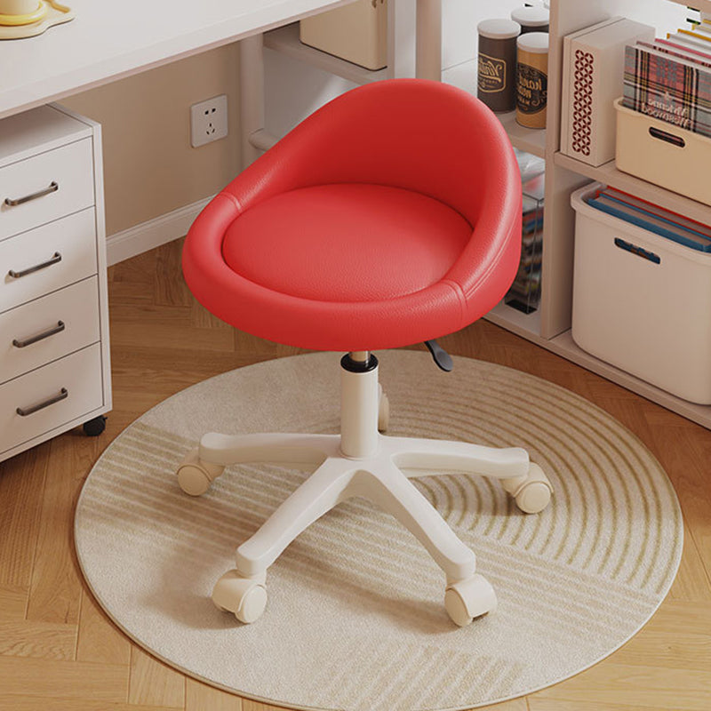 Contemporary Scandinavian Round Microfiber Leather PP Movable Height-Adjustable Vanity Stool For Bedroom