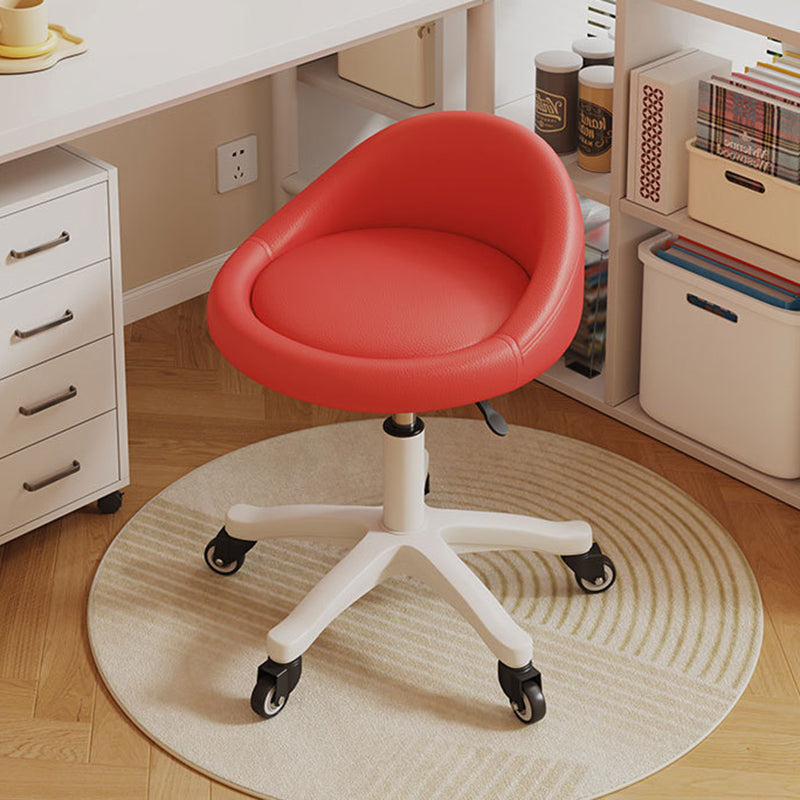 Contemporary Scandinavian Round Microfiber Leather PP Movable Height-Adjustable Vanity Stool For Bedroom
