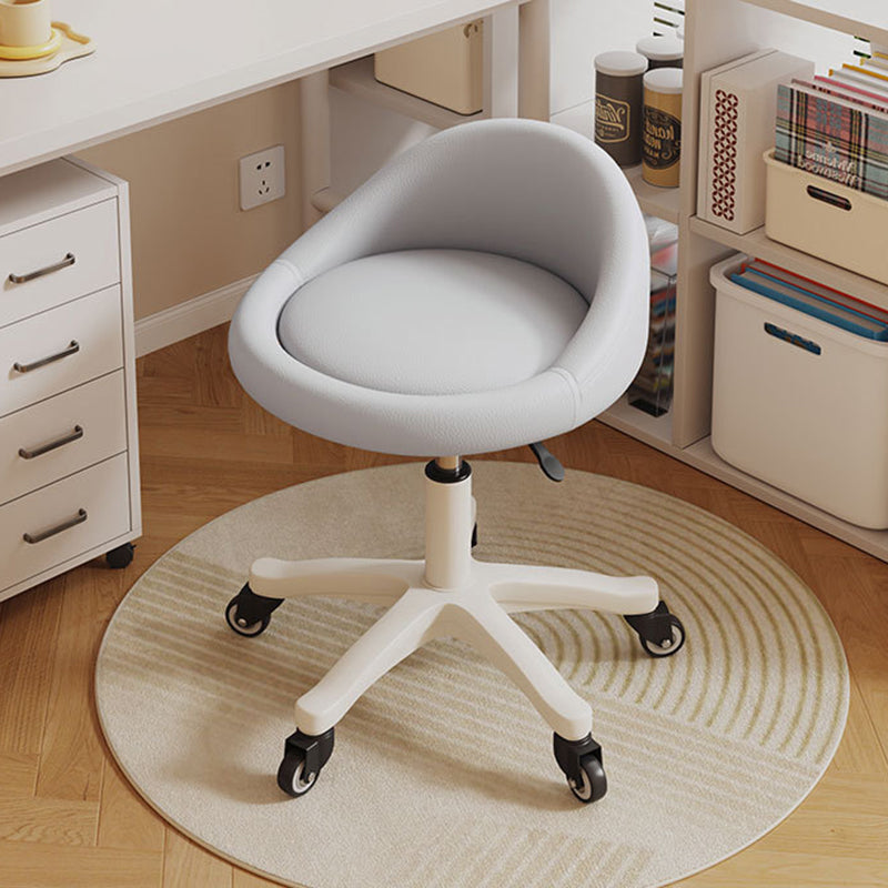 Contemporary Scandinavian Round Microfiber Leather PP Movable Height-Adjustable Vanity Stool For Bedroom