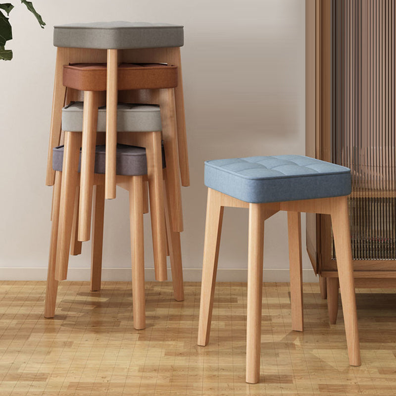 Modern Minimalist Square Beech Wood Solid Wood Tech Fabric Stackable Stool For Living Room