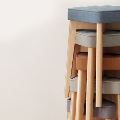 Modern Minimalist Square Beech Wood Solid Wood Tech Fabric Stackable Stool For Living Room