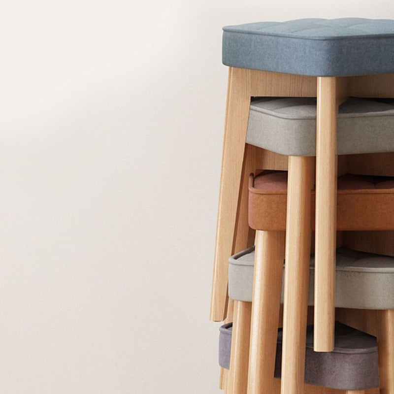 Modern Minimalist Square Beech Wood Solid Wood Tech Fabric Stackable Stool For Living Room