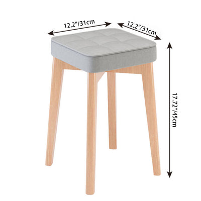 Modern Minimalist Square Beech Wood Solid Wood Tech Fabric Stackable Stool For Living Room