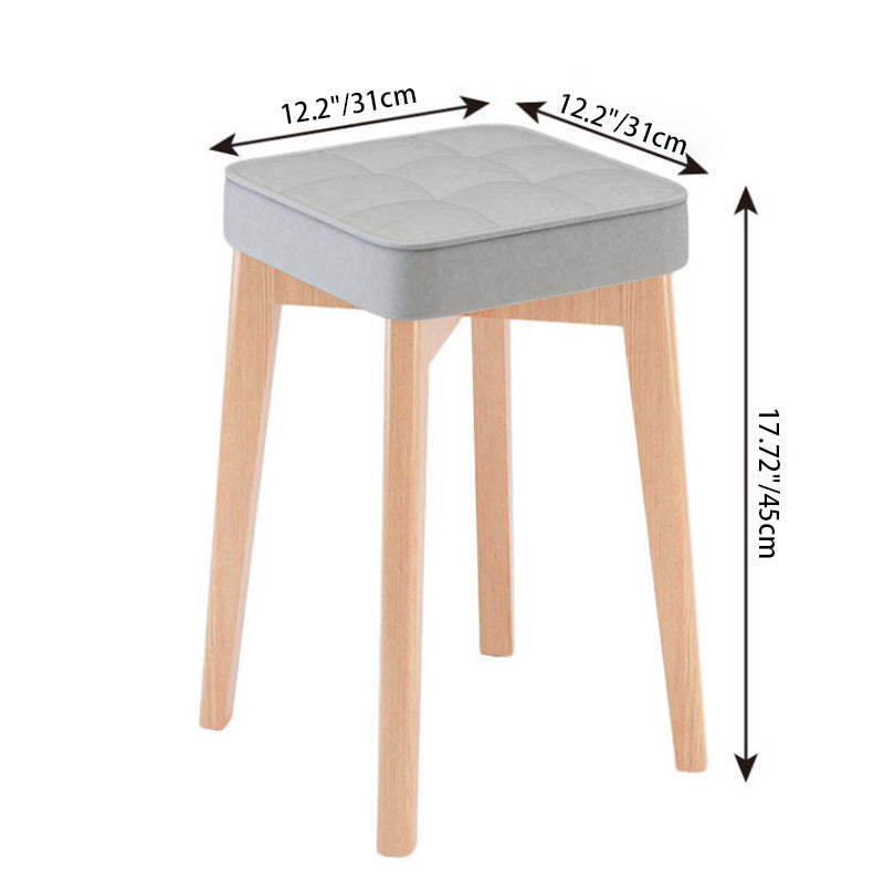 Modern Minimalist Square Beech Wood Solid Wood Tech Fabric Stackable Stool For Living Room