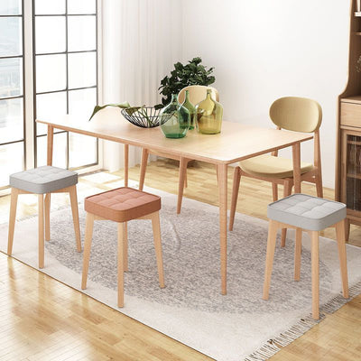 Modern Minimalist Square Beech Wood Solid Wood Tech Fabric Stackable Stool For Living Room