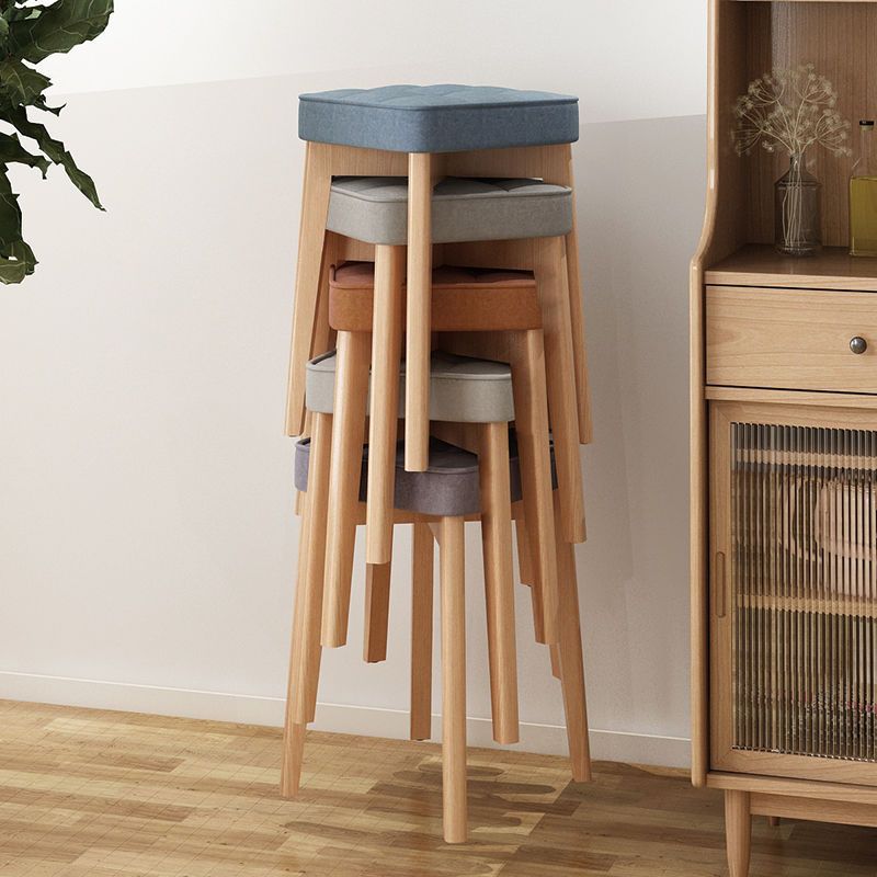 Modern Minimalist Square Beech Wood Solid Wood Tech Fabric Stackable Stool For Living Room