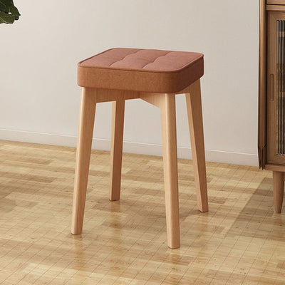 Modern Minimalist Square Beech Wood Solid Wood Tech Fabric Stackable Stool For Living Room