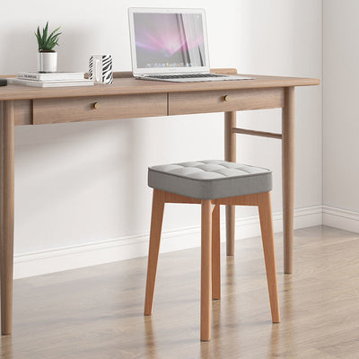 Modern Minimalist Square Beech Wood Solid Wood Tech Fabric Stackable Stool For Living Room