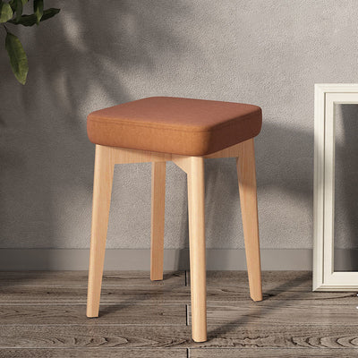 Modern Minimalist Square Beech Wood Solid Wood Tech Fabric Stackable Stool For Living Room