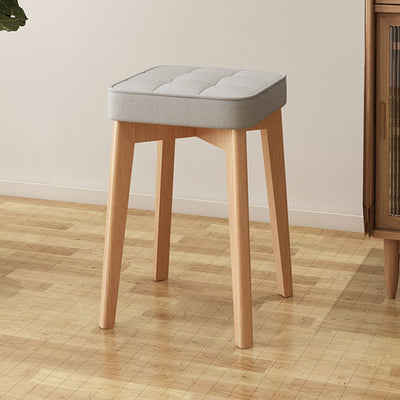 Modern Minimalist Square Beech Wood Solid Wood Tech Fabric Stackable Stool For Living Room