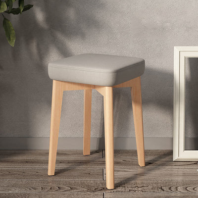 Modern Minimalist Square Beech Wood Solid Wood Tech Fabric Stackable Stool For Living Room